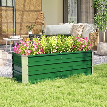 Outsunny Піднята грядка Сталева садова клумба з рукавичками 125x47x40см зеленого кольору для овочів та квітів