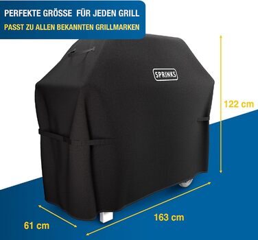 Чохол для гриля WEATHERPROOF чохол для гриля Високоякісний чохол для гриля Weber, Napoleon, Enders - EXTRA ручки газового гриля Oxford 600D тканина 147x6122см - Чохол для гриля (163 x 61 x 122 см, чорний)