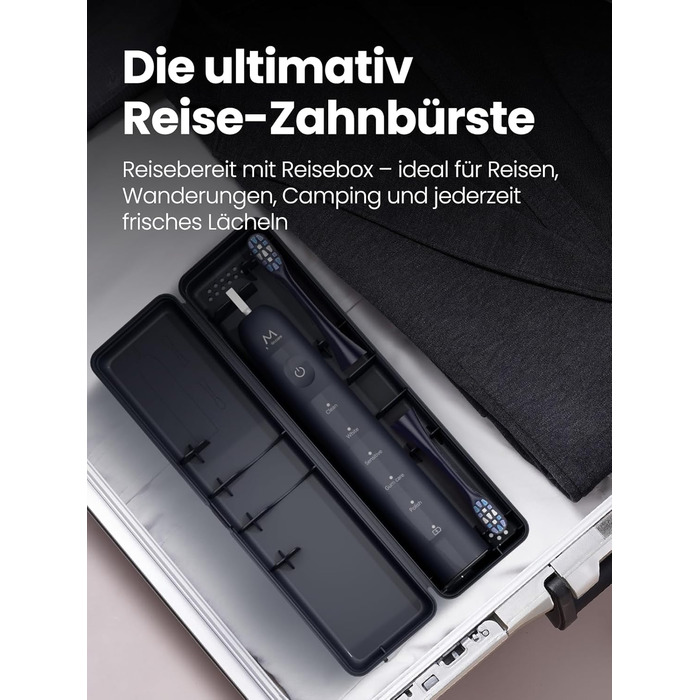 Електрична зубна щітка для дорослих B10PRO: 5 режимів, 48000 VPM, IPX8, акумулятор 180 днів, 4 насадки, таймер, у кейсі (рожева/блакитна)