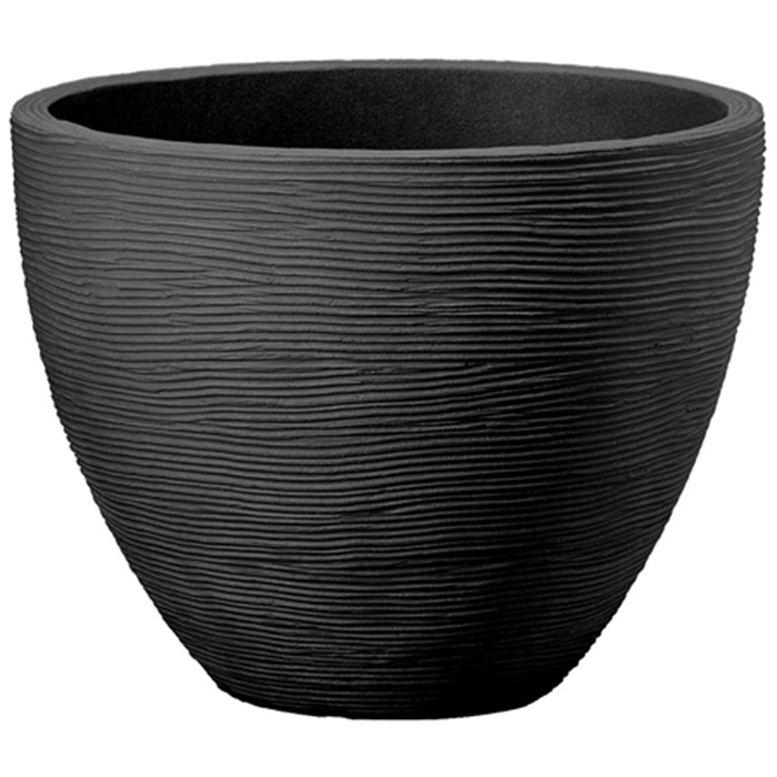 Ваза для квітів Dehner Vino | Горщик для квітів, кашпо | для кімнатних та садових рослин | сучасний, круглий, стійкий, міцний | рифлена поверхня | для використання в приміщенні та на вулиці | пластик | антрацит | Ø 40 см, висота 60 см (31 см висота)