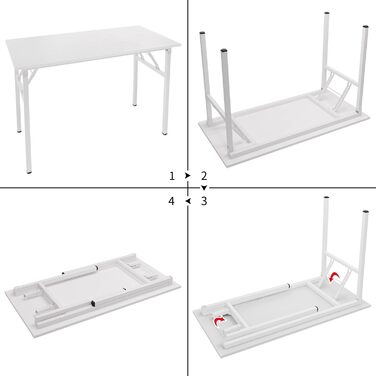 Розкладний стіл Комп'ютерний/Офісний/Конференційний 120x60 см з металевим каркасом, Колір: AC5AW (Білий)