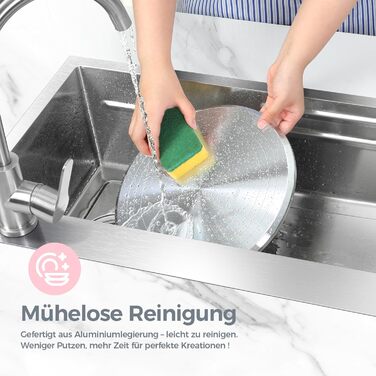 Ohuhu Поворотна платформа для тортів 30 см, алюмінієва, рожева | Підставка для декорування тортів