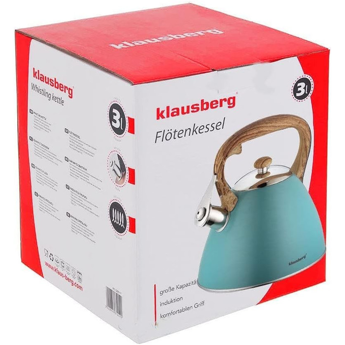 KLAUSBERG Flötenkessel - чайник для плити 3 літри, бірюзовий
