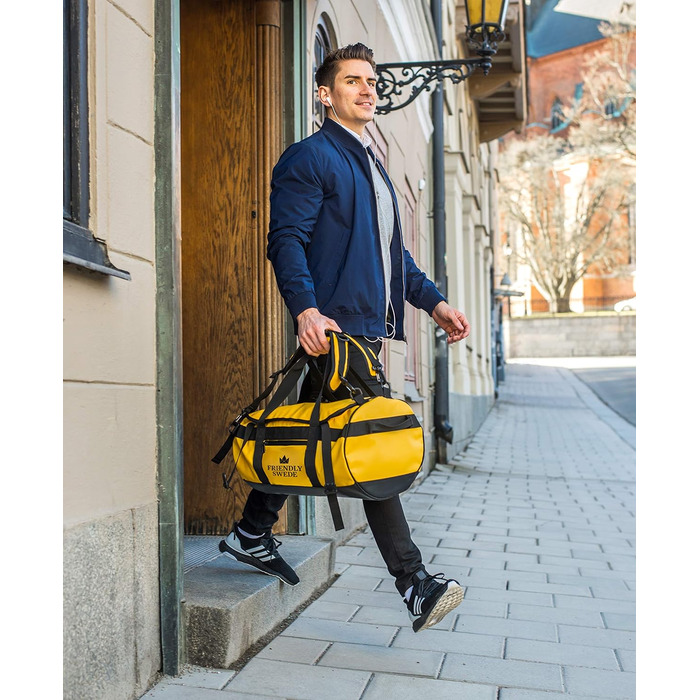 Водонепроникна дорожня сумка Friendly Swede Duffle Bag Рюкзак - 30 л / 60 л / 90 л - Речовий мішок, речовий сухий мішок з функцією рюкзака - SANDHAMN (жовтий, 30 л)