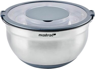 Нержавіюча чаша Mastrad для змішування, випікання та зберігання продуктів з прозорим кришкою та ручками (24 см)