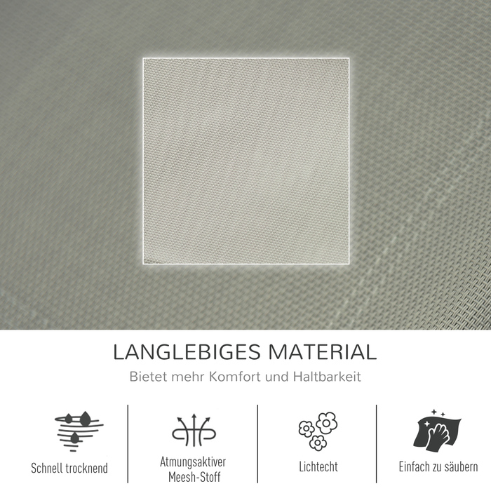 Крісло-гойдалка, садове крісло-гойдалка, шезлонг з металевою сіткою, чорний + світло-сірий, 150 x 62 x 88 см