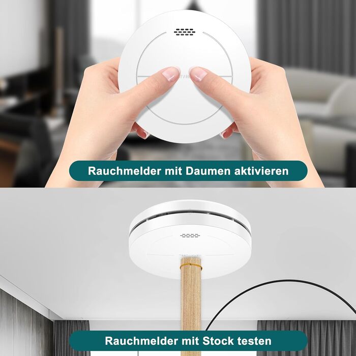 Набір димових сповіщувачів Rauchmelder 5 шт. з базовою станцією, Wi-Fi, 10 років роботи від батареї, 85dB, білий