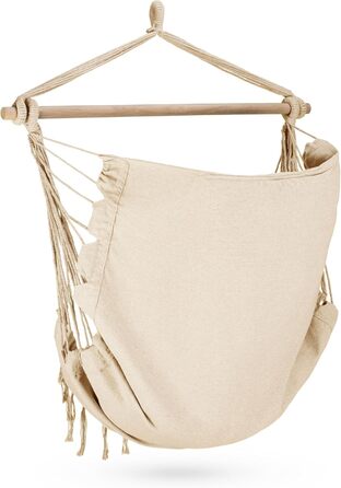 Гамак-крісло з подушкою 100x130x75 см, до 150 кг, для саду та дому, бохо-стиль, для дорослих (Бежевий)