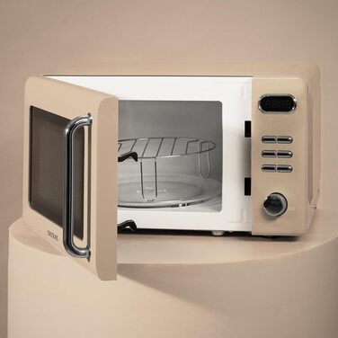 Мікрохвильова піч Cecotec Proclean 3010 Retro, 20 л, 700 Вт, механічна, 6 режимів, таймер до 30 хв, режим розморожування, вінтажний дизайн, зелений, сталевий корпус