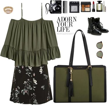 Сумка для ноутбука LOVEVOOK 15.6 дюймів: жіноча, велика, на плечі, кросбоді, канвас, для офісу, подорожей, навчання