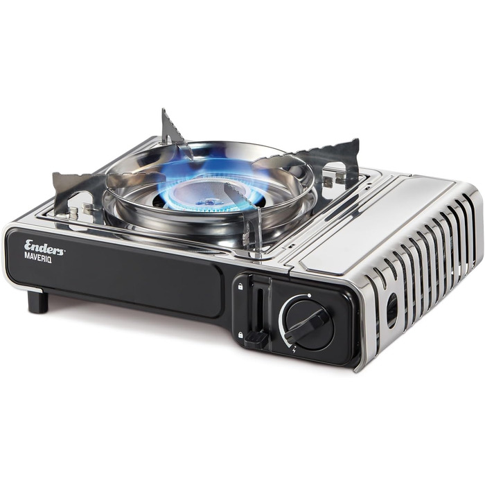 Кемпінговий газовий пальник Enders® MAVERIQ® Z з регулюванням полум'я, п'єзозапалюванням, захистом від перегорання та потужним пальником 2.2 кВт, з кейсом, сумісний з картриджами #1887