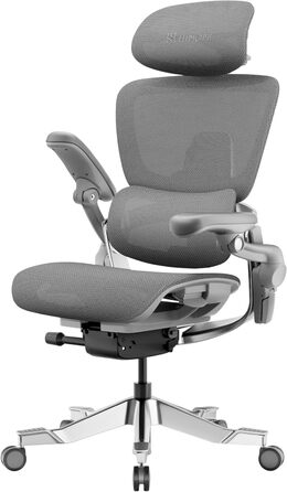 Офісний стіл HINOMI H2 Pro з ергономічною підтримкою попереку, регульованою підголівником та підлокітниками, до 150 кг, дихаюча сітка, поворотний крісло для дому та офісу, сірий