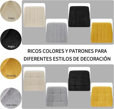 Набір обідніх стільців, 6 шт., з м'яким сидінням, з льонової тканини та чорними металевими ніжками, смугастий дизайн, для вітальні, кухні, спальні, ресепшн