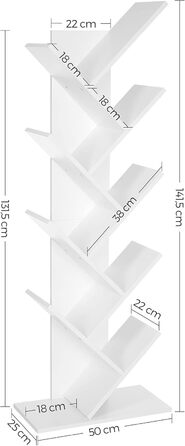 Книжкова шафа у формі дерева, 9 рівнів, економія простору, для спальні, вітальні, домашнього офісу, хмара біла