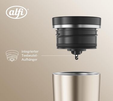 Термокружка Alfi ISO COFFEE MUG PRO, 0.38 л, нержавіюча сталь, для кави з собою, з ізоляцією, 6 годин гаряча, 12 годин холодна, без BPA, для миття в посудомийній машині (Champagne)