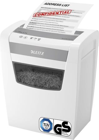 Шредер Leitz IQ Office S: Безпека P4, 12 листів, тиха робота, для офісу, білий