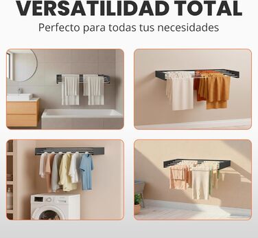 Настінна сушарка для білизни JUPPLIES - розкладна, 120 см, з нержавіючої сталі, 30 кг, для дому та вулиці, білий колір