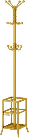 Стійка для одягу FAVOOOSTY з підставкою для парасольки, 12 гачків, для вітальні/спальні, срібло/золото