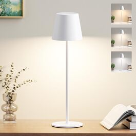 LED настільна лампа бездротова з акумулятором, 3 режими кольору, регулювання яскравості, сенсорне управління, USB-C зарядка, для дому, кемпінгу