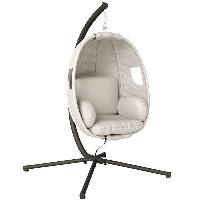 Підвісне крісло з каркасом, складане. Комфортний гамак з товстими подушками, регульованою висотою та ременем безпеки (до 120 кг)