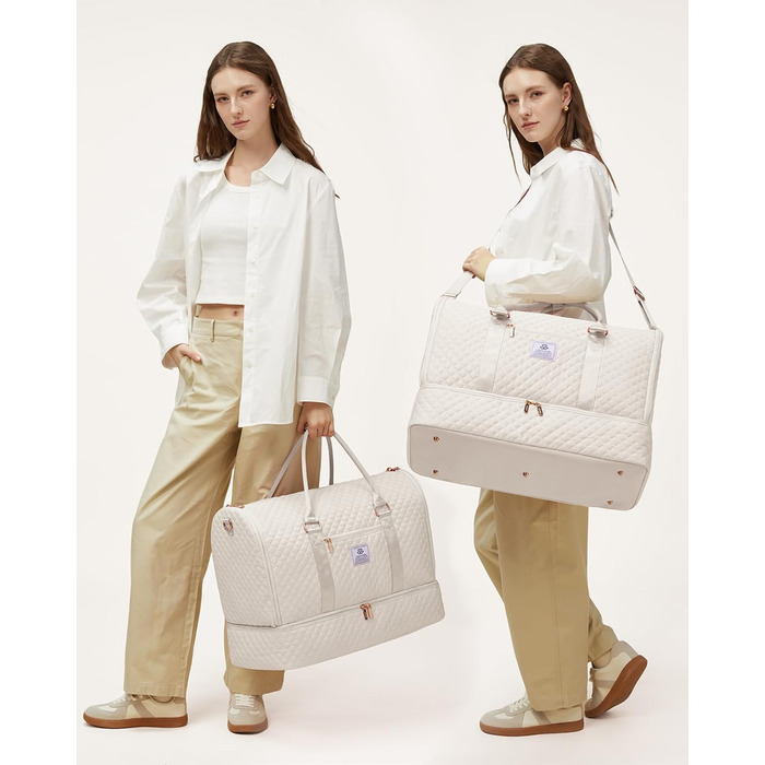 Сумка-органайзер для одягу LOVEVOOK, 53L, 2 шт., бежева. Сумка-рюкзак для подорожей, з містким відділенням для взуття, водонепроникна, для ручної поклажі