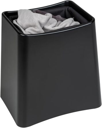WENKO 2в1 табурет-кошик для білизни Wing білий - табурет для ванної кімнати з винімним мішком для білизни, об'єм 33 л, пластик (ABS), 45 x 48 x 33 см, білий, 48 x 33 x 45 см (чорний)