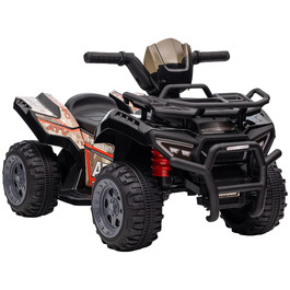 HOMCOM Mini Electric Quad Kids Electric ATV Світлодіодне переднє світло Дитячий автомобіль для 18-36 місяців Дитячий металевий ПП пластик чорний 70x42x45см