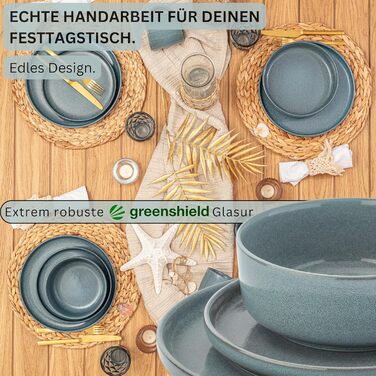 Набір кавових чашок SÄNGER 6 шт. з каменю, 400 мл, колір мокка, для 6 осіб, безпечно мити в посудомийній машині та використовувати в мікрохвильовій печі, VALUE COLLECTION (Kairo Ocean, 18-ти частинний сервіз)