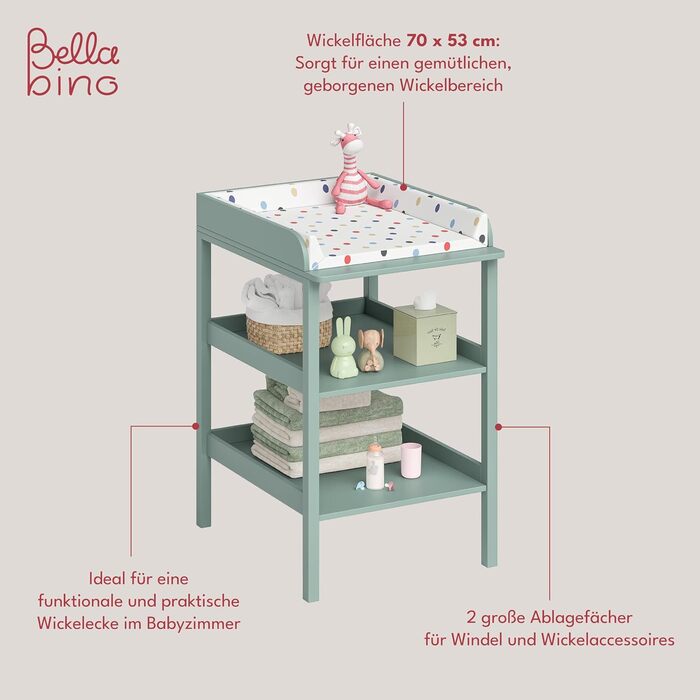 Комод для переодягання Bellabino Bani, білий, з великою поверхнею та місцем для зберігання, 94x57x72 см (м'ятний)