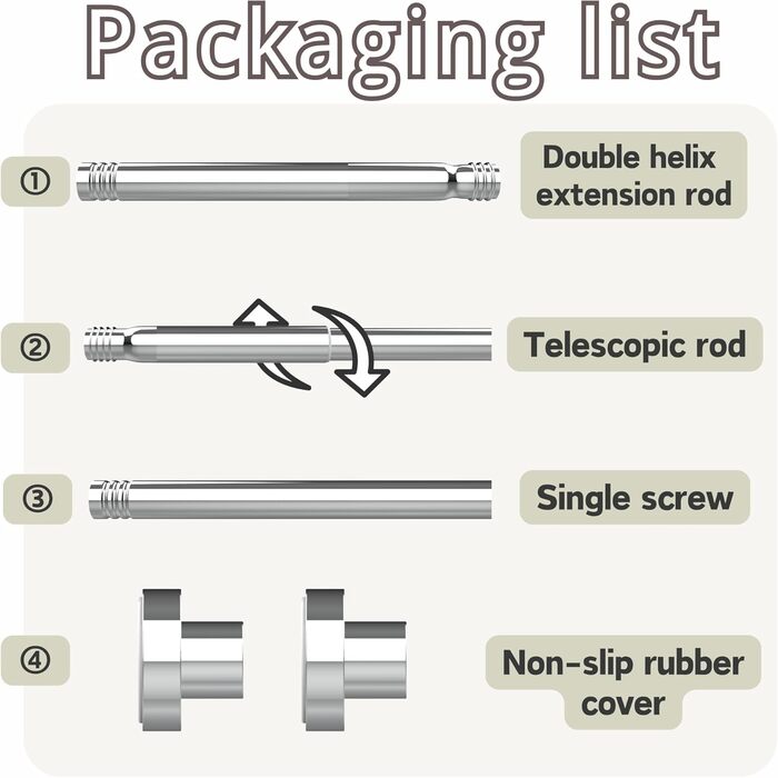 Штанга для душу без свердління, 85-270 см, чорна, Ø32 мм – для ванної, балкону, шафи