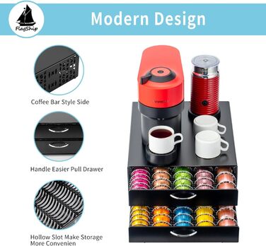 Тримач для капсул Vertuo, аксесуари для кави, органайзер для капсул Nespresso, велика місткість, підходить для всіх розмірів, кавостанція для кави-бару