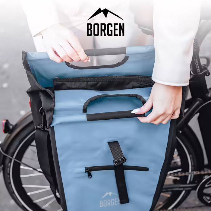 Сумка Borgen для багажника велосипеда, 23 л, знімний термовкладиш, синя, велосумка, сумка для покупок