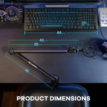 CAHAYA Мікрофонний стійкий кронштейн Boom Arm Professional: Регульований мікрофонний кронштейн з подовжувачем, низькопрофільний дизайн для стрімінгу та запису, вантажопідйомність до 2.5 кг