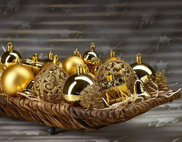 Набір різдвяних дрібничок BRUBAKER з 101 предмета, прикраси для ялинки з мережива дерева (золото)