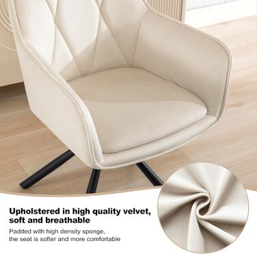 Крісла для їдальні Lestarain - обертаються, з підлокітниками, для кухні, вітальні, спальні, бежеві, комплект з 1 шт.