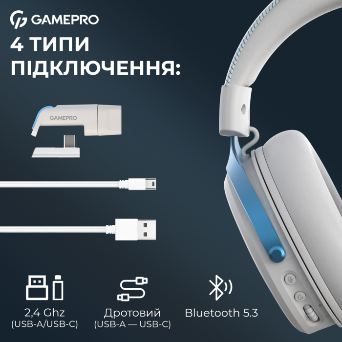 Бездротова ігрова гарнітура GamePro Asgard Skadi (HSW191WB)