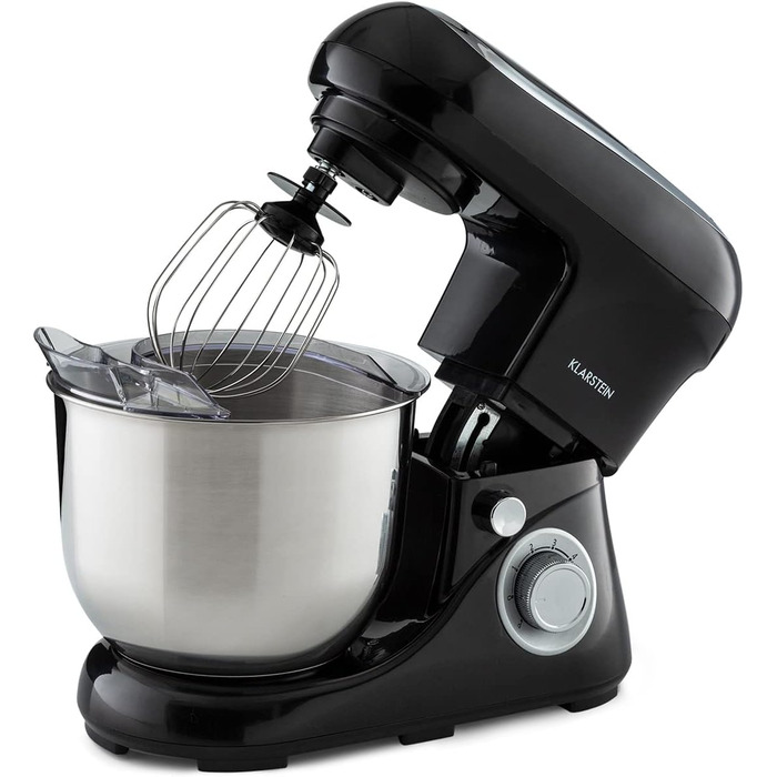 Міксер Klarstein Knetmaschine: потужний кухонний комбайн для випічки, 1300W, 6 швидкостей, 5л чаша, планетарний міксер, для тіста та випічки (чорний)