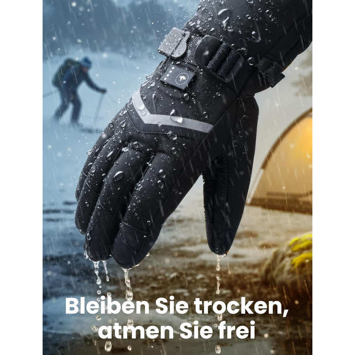 Гріючі рукавиці для чоловіків та жінок, акумуляторні, 3200mAh, з підтримкою сенсорного екрану, водонепроникні та вітронепроникні, для катання на лижах та активного відпочинку взимку (L)