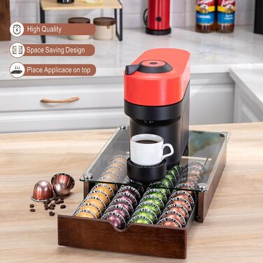 Тримач для капсул Vertuo та Nespresso, ящик з прозорим склом, органайзер для капсул (40 шт.), чорний
