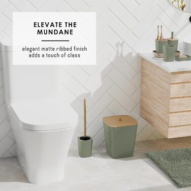 Набір аксесуарів для ванної кімнати Clara Clark Bad-Set Hunter Green (6 шт.), зелений, повний комплект + килимок для ванної