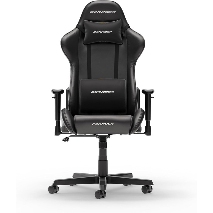 Крісло ігрове DXRacer Formula L чорне, шкіра PVC, ергономічне, для PC геймерів та офісу