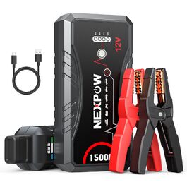 Powerbank Starthilfe NEXPOW 1500A: Зарядний пристрій для автомобіля, стартер, LED ліхтарик, USB, 12V, 1500A