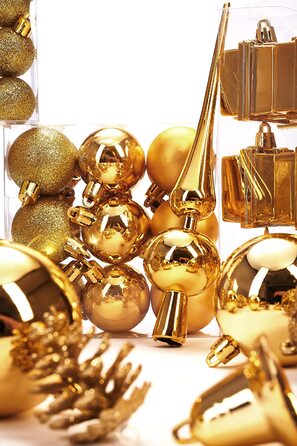 Набір різдвяних дрібничок BRUBAKER з 101 предмета, прикраси для ялинки з мережива дерева (золото)