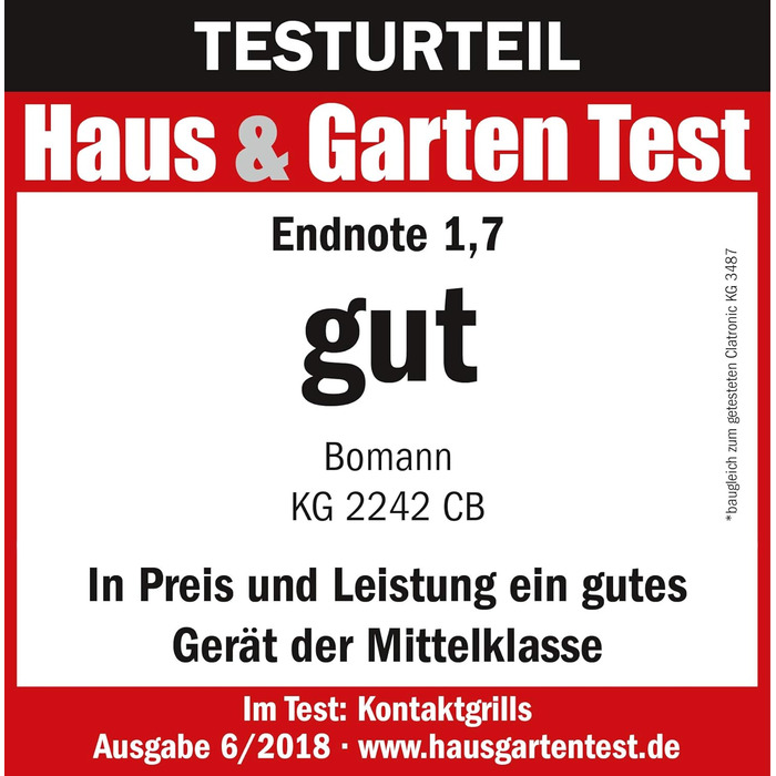 Контактний гриль Bomann KG 2242 CB | 2000W | антипригарне покриття | для приготування Паніні та контактного гриля