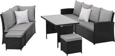 Садовий кутовий диван SVITA Monroe з ротангу (поліротанг) чорного кольору - комплект меблів для відпочинку