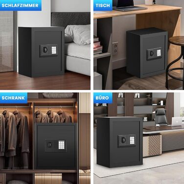 Великий сейф 50л для дому: вогнестійкий, водонепроникний, з ключем та кодовою панеллю. Сейф для зберігання золота, прикрас, документів. Сейф для меблів з інтелектуальною системою сигналізації, настінний сейф.