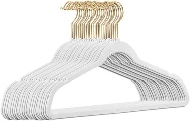 Високоякісні оксамитові Вішалки для одягу в кольорі з золотими гачками / протиковзкими/від StickandShine (білий), 25 шт.