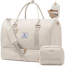 Сумка-органайзер для одягу LOVEVOOK, 53L, 2 шт., бежева. Сумка-рюкзак для подорожей, з містким відділенням для взуття, водонепроникна, для ручної поклажі