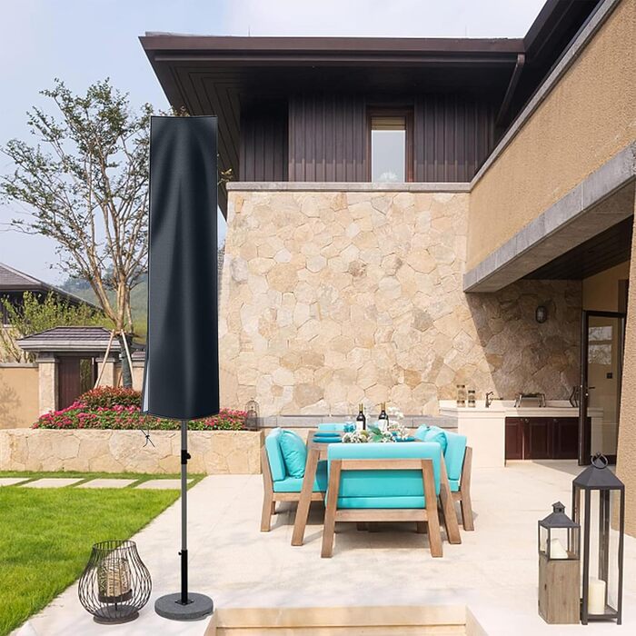 Чохол для парасольки OKPOW 3м, 600D, водонепроникний, з блискавкою, захист від УФ, вітру та снігу (153x30/30 см, темно-сірий)