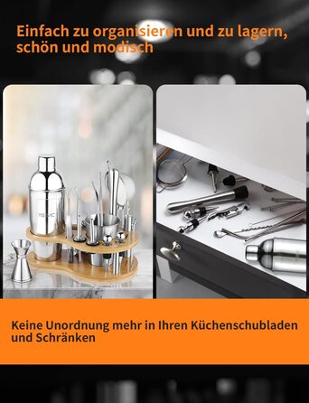 Коктейльний набір YISSVIC 22 предмета 750 мл з дерев'яною підставкою
